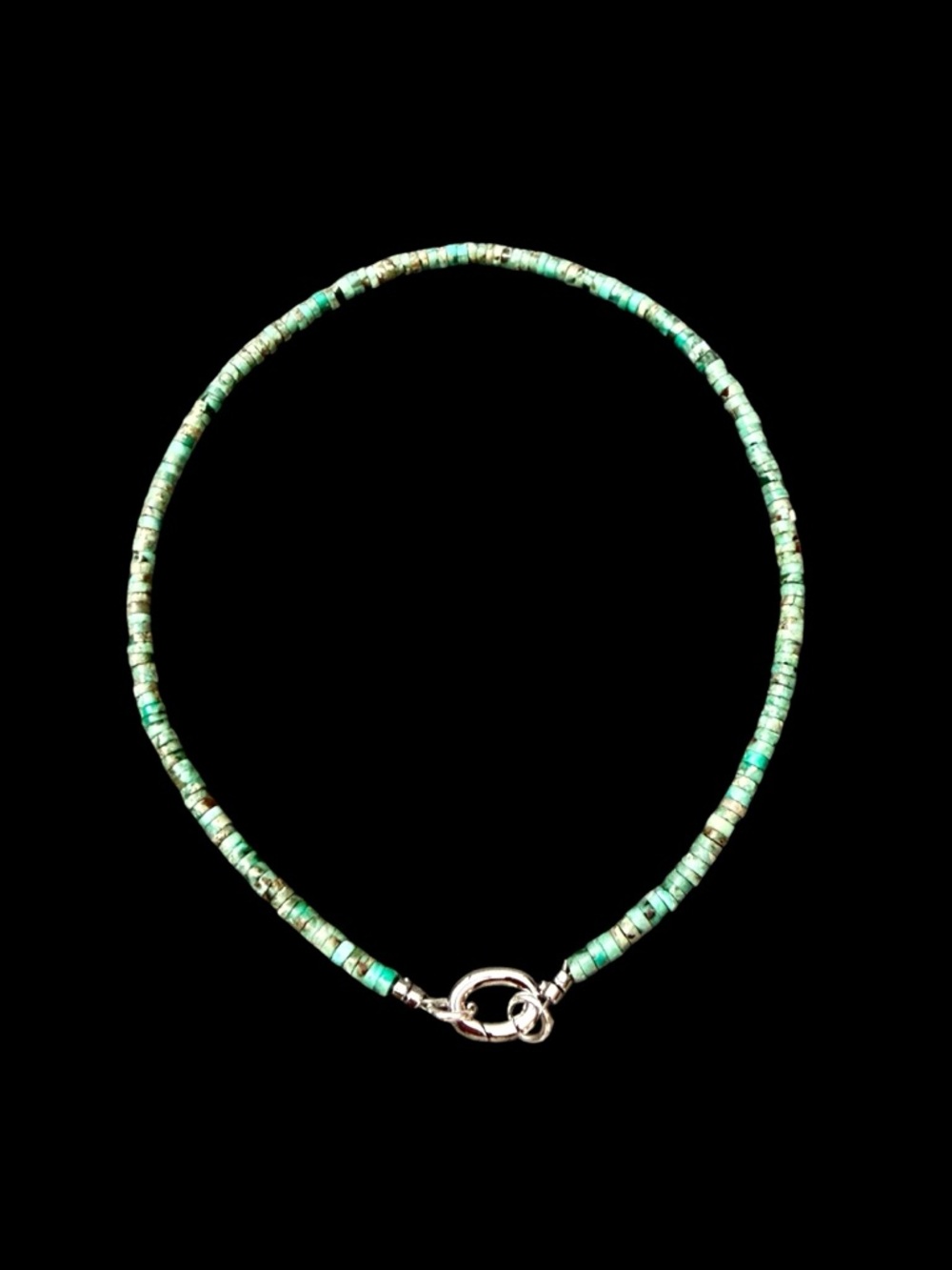 Green Heishi Bead Necklace.